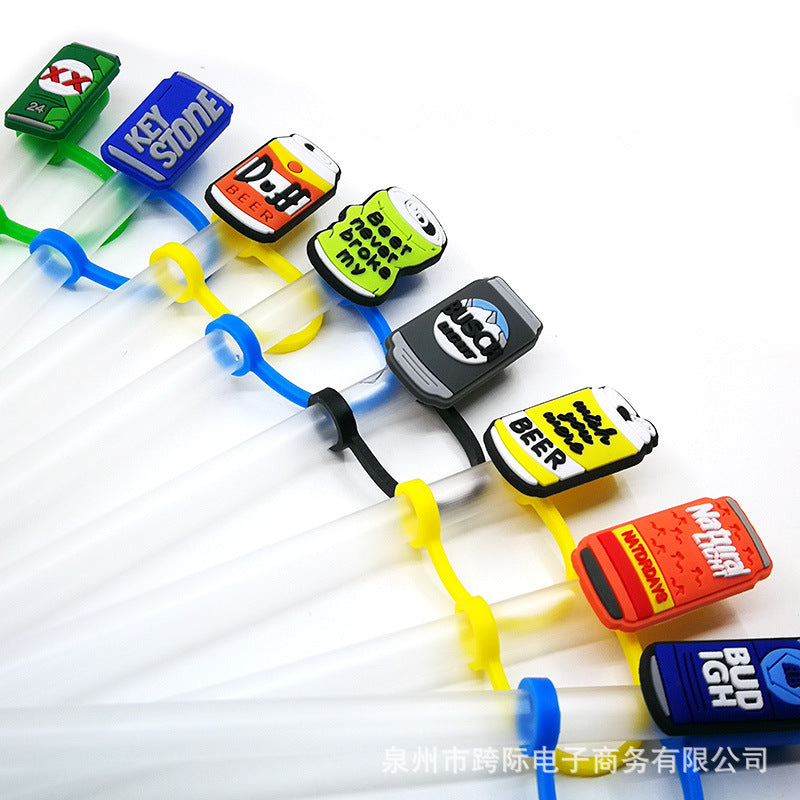 Wholesale 10PCS Coffee Cup Silicone Cartoon Tube Straw Hat